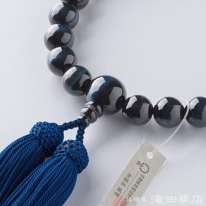 数珠 男性用 青虎目石 22玉 念珠袋付きの詳細画像2