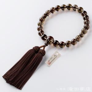 数珠 男性用 茶水晶 22玉 念珠袋付きの詳細画像1