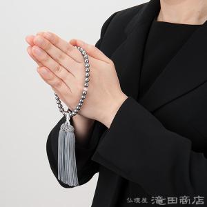 数珠 女性用 黒貝パール 7mm玉 念珠袋付きの詳細画像5