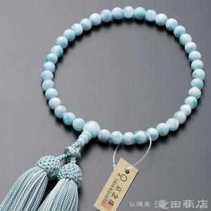 仏壇屋 滝田商店 数珠 女性用 本水晶 シーブルーカルセドニー仕立 8mm