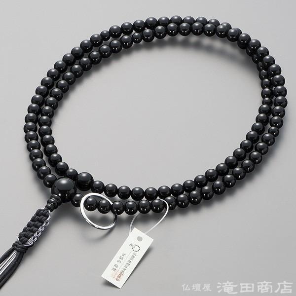 数珠 曹洞宗 男性用 黒オニキス 尺2 宗派別念珠 数珠袋付き