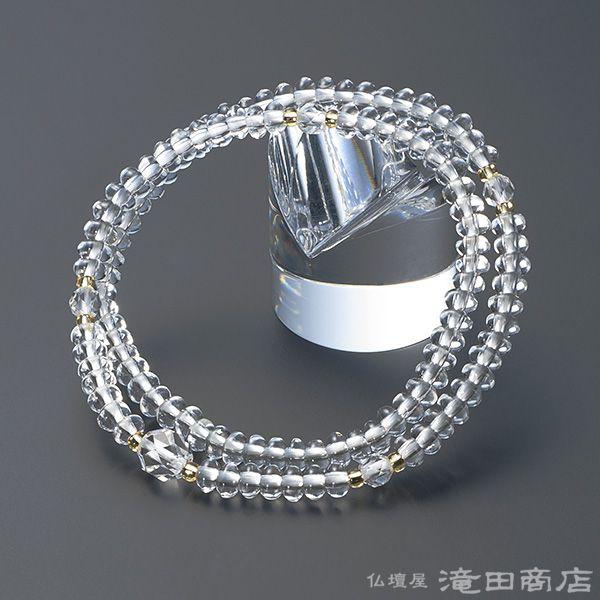 腕輪念珠 数珠 ブレスレット 108珠 本水晶 カット本水晶仕立