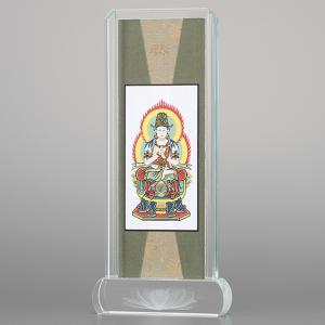 日本製　新品　大日如来仏像　クリスタル　真言宗本尊　ドライフラワーのオブジェ 仏壇屋 滝田商店 クリスタル掛軸 大日如来 (真言宗) 大 高さ27.5cm×巾