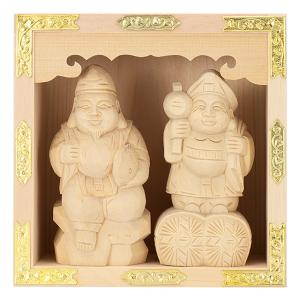 神棚の匠 神棚 彫刻 置物 木彫 恵比寿 大黒 3寸 2点 セット 恵比寿大黒