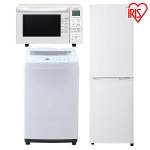 家電3点セット 冷蔵庫162L(白)＋洗濯機7kg(白)＋オーブンレンジ18L(白) アイリスオーヤマ｜takuhaibin