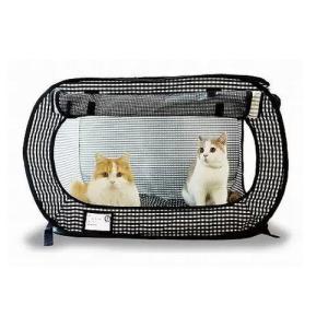 猫 ケージ キャットケージ 猫壱 ポータブル ブラック 折り畳み