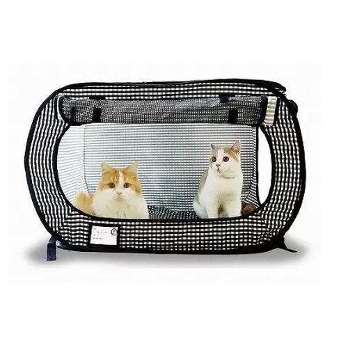 猫 ケージ キャットケージ 猫壱 ポータブル ケージ ブラック 折り畳み 折りたたみ 持ち運び 旅行...