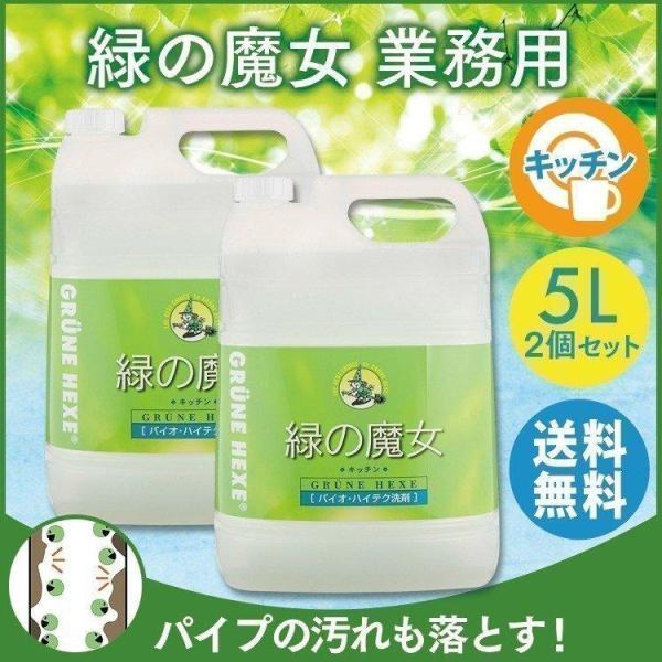 緑の魔女 キッチン 5L 2個セット 食器用洗剤 業務用 パイプクリーナー 台所洗剤 食器洗い 食器...