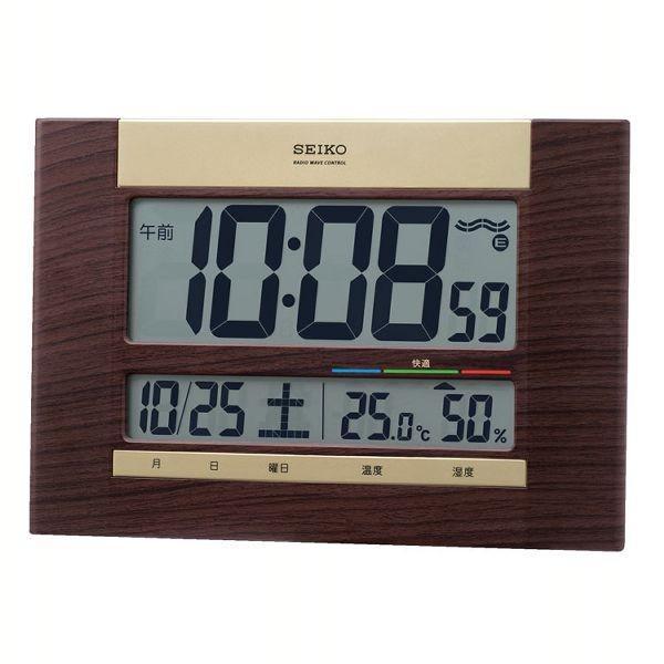 セイコー SEIKO 掛け時計 電波 デジタル 温度 湿度 ブラウン SQ440B (D)(B)