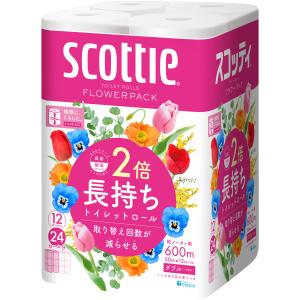 トイレットペーパー ダブル 2倍 まとめ買い スコッティ 2倍長持ち 12ロール ちり紙 フラワーパック 50m クレシア