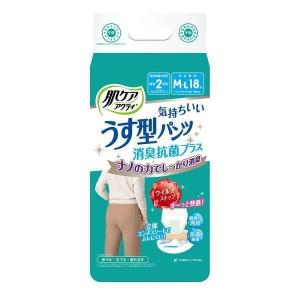 肌ケア アクティ 大人用紙おむつ うす型パンツ 約2回分 消臭抗菌プラス M-L 18枚  80647 日本製紙クレシア (D)｜takuhaibin