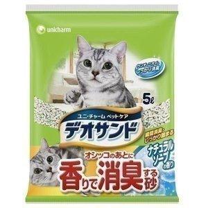 猫砂 鉱物系 ベントナイト デオサンド オシッコのあとに香りで消臭する砂 ナチュラルソープの香り 5...