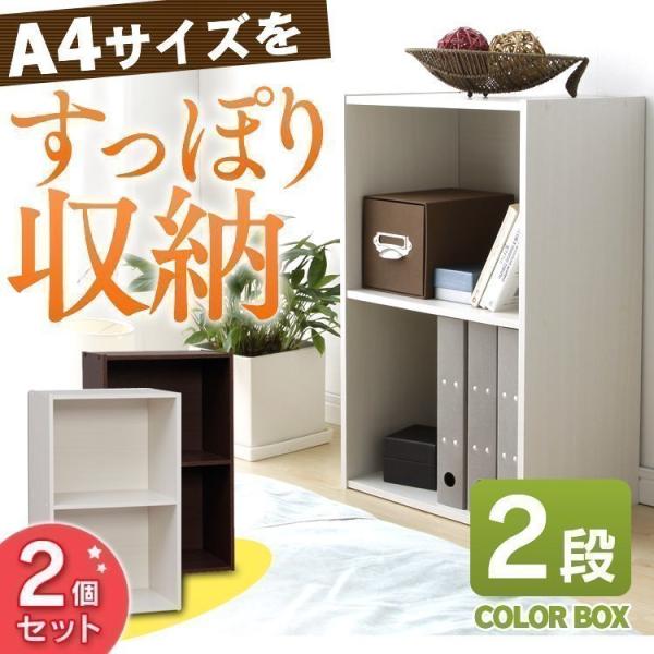 2個セット 収納ボックス A4サイズ対応 リビング 本収納 本棚 書棚 カラーbox おしゃれ 2段...