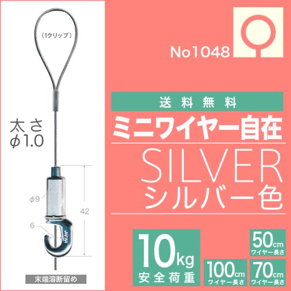 (メール便・送料無料)　ピクチャーレール用ワイヤー自在 ”ミニワイヤー自在　NO1048” 50cm...