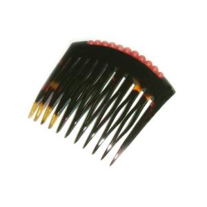 本べっ甲 櫛 赤珊瑚付き コーム ヘア アクセサリー (のし等ギフト対応