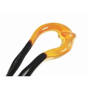 本べっ甲 かんざし 二本挿し 飴色鼈甲に唐草模様の透かし ヘア