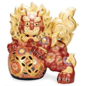九谷焼 【オールド九谷】九谷焼 獅子香炉 交趾 作家 糠川孝之
