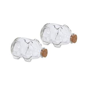 ほうねん堂 ぶた ガラス瓶 貯金箱 2個 セット 収納 コルク瓶 保存 小瓶 ガラス グッズ インテリア 雑貨