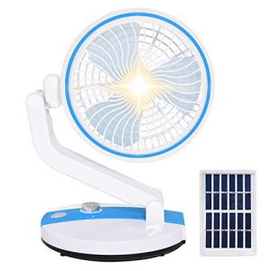 LETOUR 卓上扇風機 USB充電式 ソーラー充電式 2way給電 超長航続 省エネ LEDライト機能付き 静音 風量5階段調節 大風