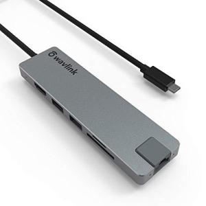 WAVLINK USB3.0 ウルトラスリム 7-in-1 type-c ハブ 旅行用ポータブルUSB-Cミニドッキング アルミニウム製 4 K HDMI V 1.4 RJ45