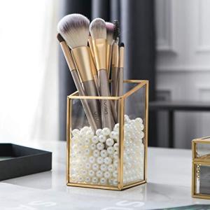 Takidy メイクブラシケース 収納ボックス メイクブラシケース メイクボックス メイクブラシ収納 ガラス製 化粧