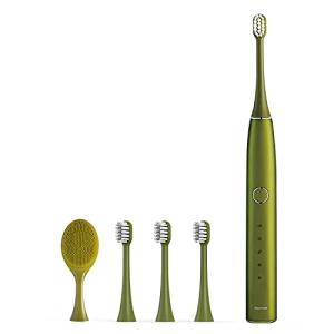 ROAMAN 音波電動歯ブラシ T10S 充電式 1分間に48000回転の高振動 バッテリー長持ち 洗顔機能付き グリーン