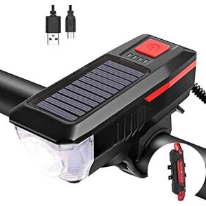 自転車 ライト ソーラー充電 3段階調光 バイクライト USB充電式 自転車ヘッドライト 高輝度 大容量 2000mAh電池 IPX4防水 led 高輝度 200m照射距離