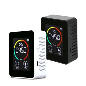 二酸化炭素濃度計 CO2 濃度センサー 二酸化炭素濃度測定器 送料無料 NDIRセンサ USB充電 CO2 温度 湿度をリアルタイム監視 送料無料