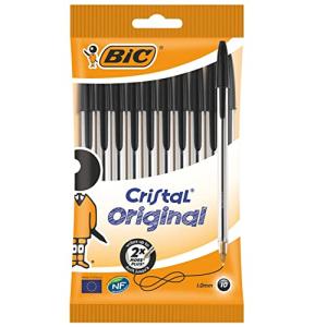 ビック(Bic) 大容量 ボールペン クリスタル ミディアム 1.0mm 油性 黒 10本入り CMBLK-10P