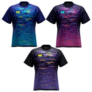 卓球ウェア Tシャツ トップス キッズ ジュニア レディース メンズ 半袖 男女兼用  バタフライ BUTTERFLY   キリアル・Tシャツ  aag0698｜takuten-takkyu