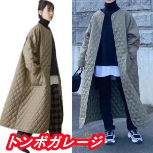 キルティングコート ダウンコート ロングコート ノーカラー 長袖アウター 中コート アウター 防風 30代40代50代 ポケット 春コート 手 コート 大人