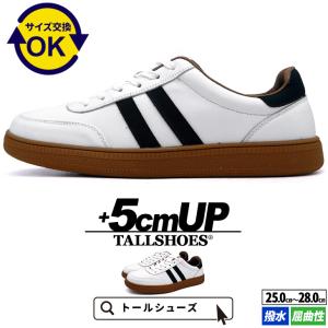 シークレットシューズ スニーカー メンズ 5cmUP 身長アップシューズ ローカットスニーカー ホワイト×ブラック ダブルライン【178-1H】