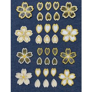 【メール便対応可】金銀桜刺繍ワッペン