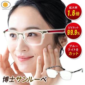 ルーペ 拡大鏡 拡大鏡メガネ 博士サンルーペ 約1.6倍 グレーデミ 18g UVカット ブルーライトカット 軽い 丈夫 シニア ポリカーボネート 特価品