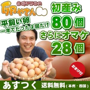 今が旬 平飼い 初産み卵  初産みたまご 80個+破損保証おまけ28個