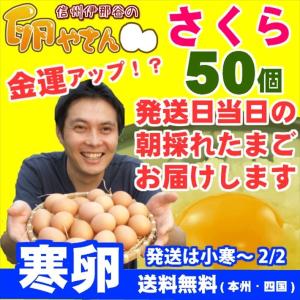 寒卵 さくら卵 50個 あすつく 純国産鶏 産地直送 信州産 本州四国 送料無料 卵かけご飯 お菓子作り