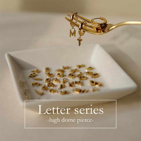 ピアス 金属アレルギー 片耳 セカンドピアス フープ 輪っか 中折れ アルファベット/数字 ステンレ...
