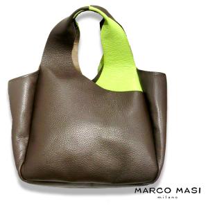 ハンドバッグ イタリア製 MARCO MASI(マルコマージ) 3256 biicol tmorolime トートバッグ ブラウン グリーン バイカラー (t5a)｜tamai