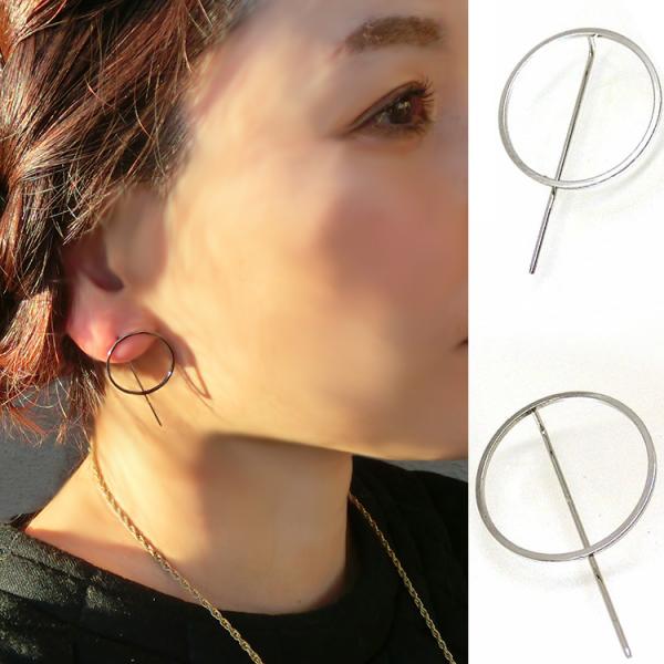 ピアス サークル 丸 ストレート 丸い 円 フック シンプル 線 おしゃれ デザイン bkp プチプ...
