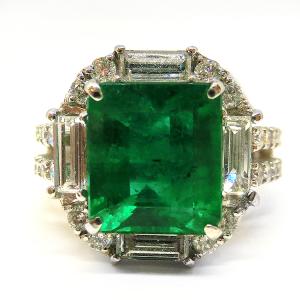 Pt900 3.478ct エメラルド ダイヤモンド リング】12号 指輪