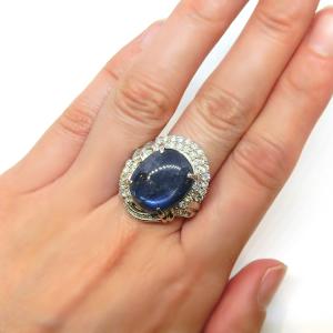 9月誕生石 サファイア リング プラチナ 指輪 鑑別書付 ダイヤ