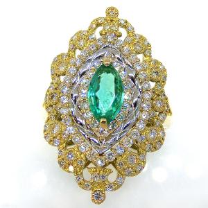 メキシコ オパール リング プラチナ ダイヤモンド 指輪 PT900 鑑定書