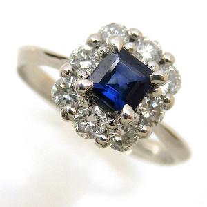 指輪 サファイア ダイヤモンド リング プラチナ PT900 9月誕生石 角 ブルー 豪華 bkp5 (sp) 新品 父の日｜tamai