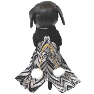 オーダーメイド犬服の着物金尽くし鶴の袴黒静電気防止加工裏地つき