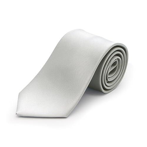 [Gran creer] ネクタイ 日本製 ふじやま織 シルク 無地 グランクレエ (シルバー)