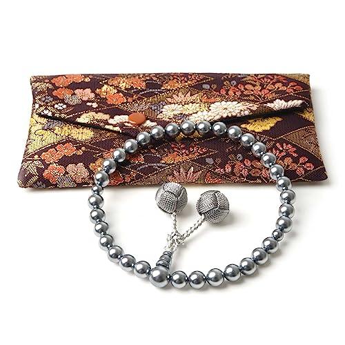 [EsuonHappiness] 数珠 女性用 貝パール 8mm 西陣織金襴数珠袋 付き パール 念...