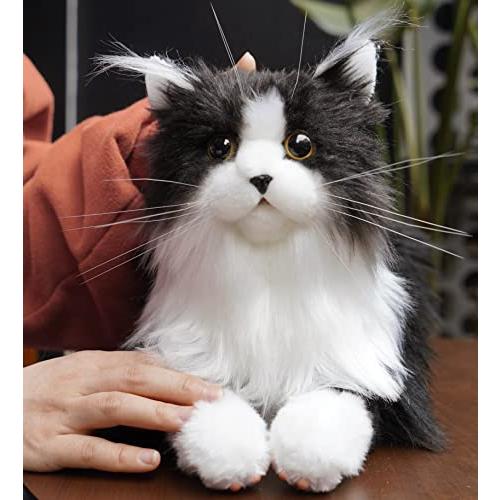 Chongker 猫ぬいぐるみ リアル 本物そっくり ハンドメイド やさしい手触り，可愛く癒しネコ ...