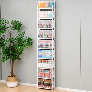 山善] 本棚 (突っ張り) 大容量 スリム 全体耐荷重180kg 幅101×奥行15.5