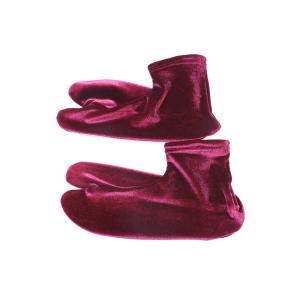 撫松庵　ベロア足袋　ワインレッド　無地　ソックス足袋　メール便・クロネコゆうパケット送料無料