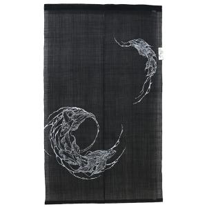 未使用品　ふじみやび 麻のれん 手描きのれん 藤 伊藤若冲 のれん 暖簾 万葉舎 88cm×150cm 日本製 和